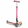 Globber Primo Lights Wood Foldable Tri-Scooter Rosa - Braun - Schwarz