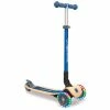 Globber Primo Lights Wood Foldable Tri-Scooter Blau - Braun - Schwarz