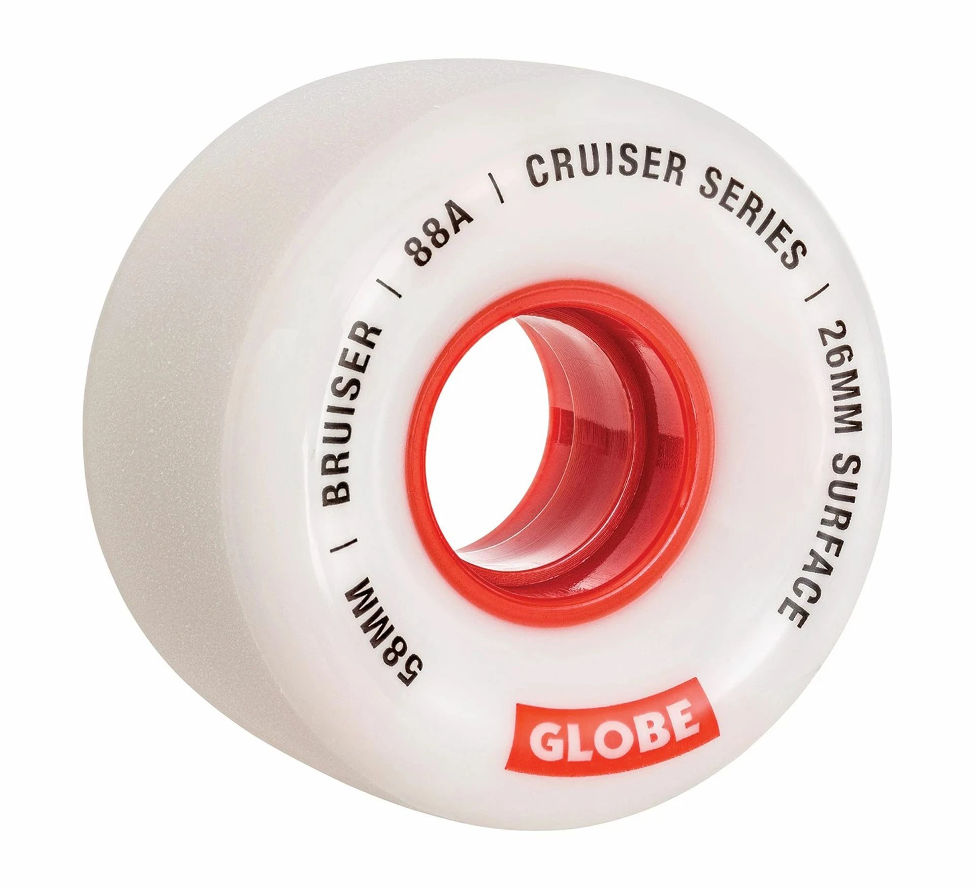 Globe Bruiser Skateboard Räder 58mm (4-pack) Weiß - Rot 3 Globe Bruiser Skateboard Räder 58mm (4-pack) Weiß - Rot
