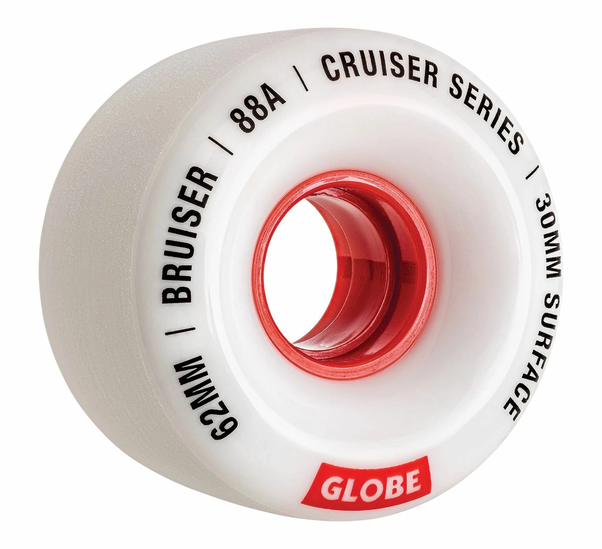 Globe Bruiser Skateboard Räder 62mm (4-pack) Weiß - Rot 3 Globe Bruiser Skateboard Räder 62mm (4-pack) Weiß - Rot