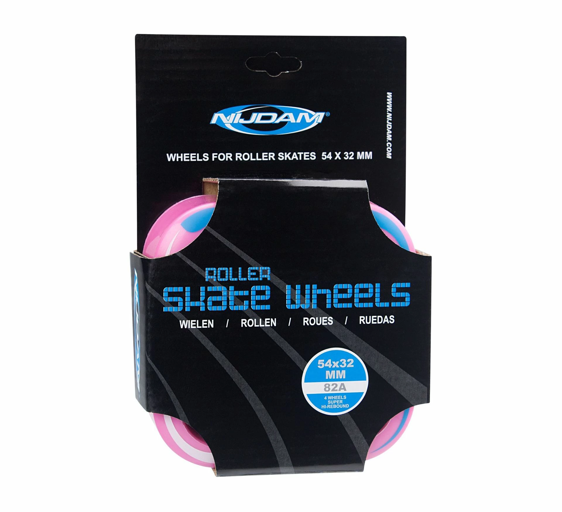 Nijdam Rollerskate Räder (4-pack) Rosa - Hell Blau - Weiß 4 Nijdam Rollerskate Räder (4-pack) Rosa - Hell Blau - Weiß – Bild 2