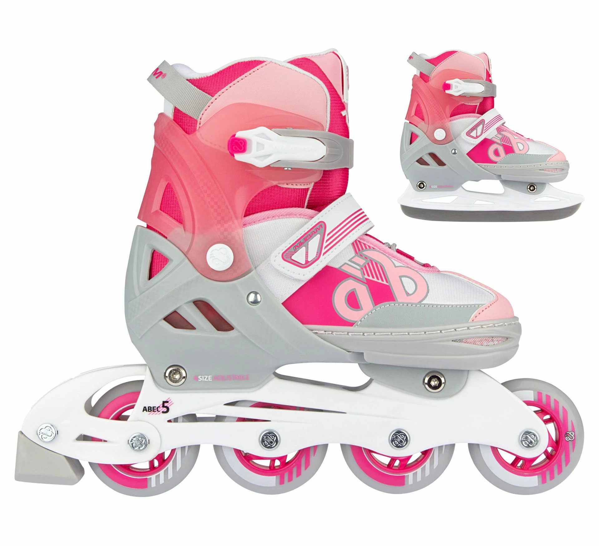 Nijdam Skate/Schaats Combo Bold Berry Jr Rosa - Weiß - Grau 3 Nijdam Skate/Schaats Combo Bold Berry Jr Rosa - Weiß - Grau