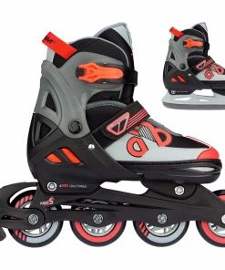 Nijdam Skate/Schaats Combo Red Raider Jr Schwarz - Rot - Grau