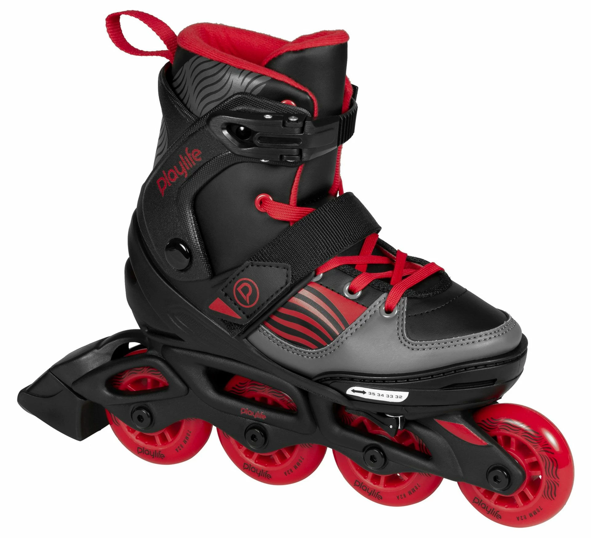 Playlife Dark Breeze Inline Skates Für Kinder (verstellbar) Schwarz - Rot - Grau 4 Playlife Dark Breeze Inline Skates Für Kinder (verstellbar) Schwarz - Rot - Grau – Bild 2