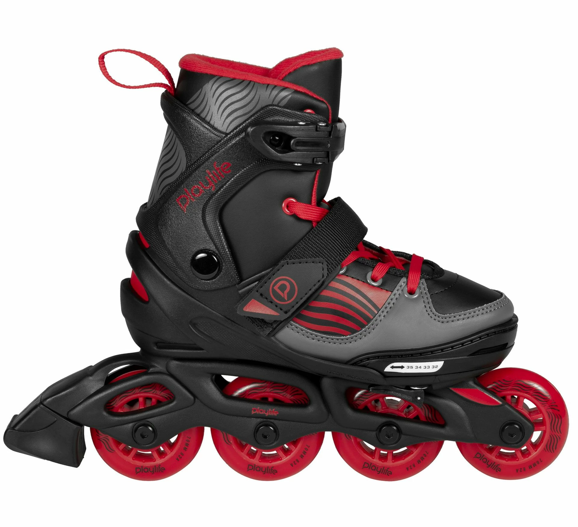 Playlife Dark Breeze Inline Skates Für Kinder (verstellbar) Schwarz - Rot - Grau 3 Playlife Dark Breeze Inline Skates Für Kinder (verstellbar) Schwarz - Rot - Grau