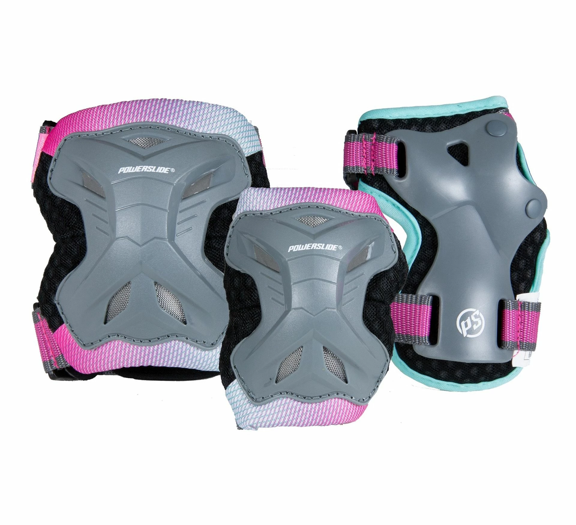 Powerslide Pro Protection Set Kinder Grau - Rosa - Blau 3 Powerslide Pro Protection Set Kinder Grau - Rosa - Blau