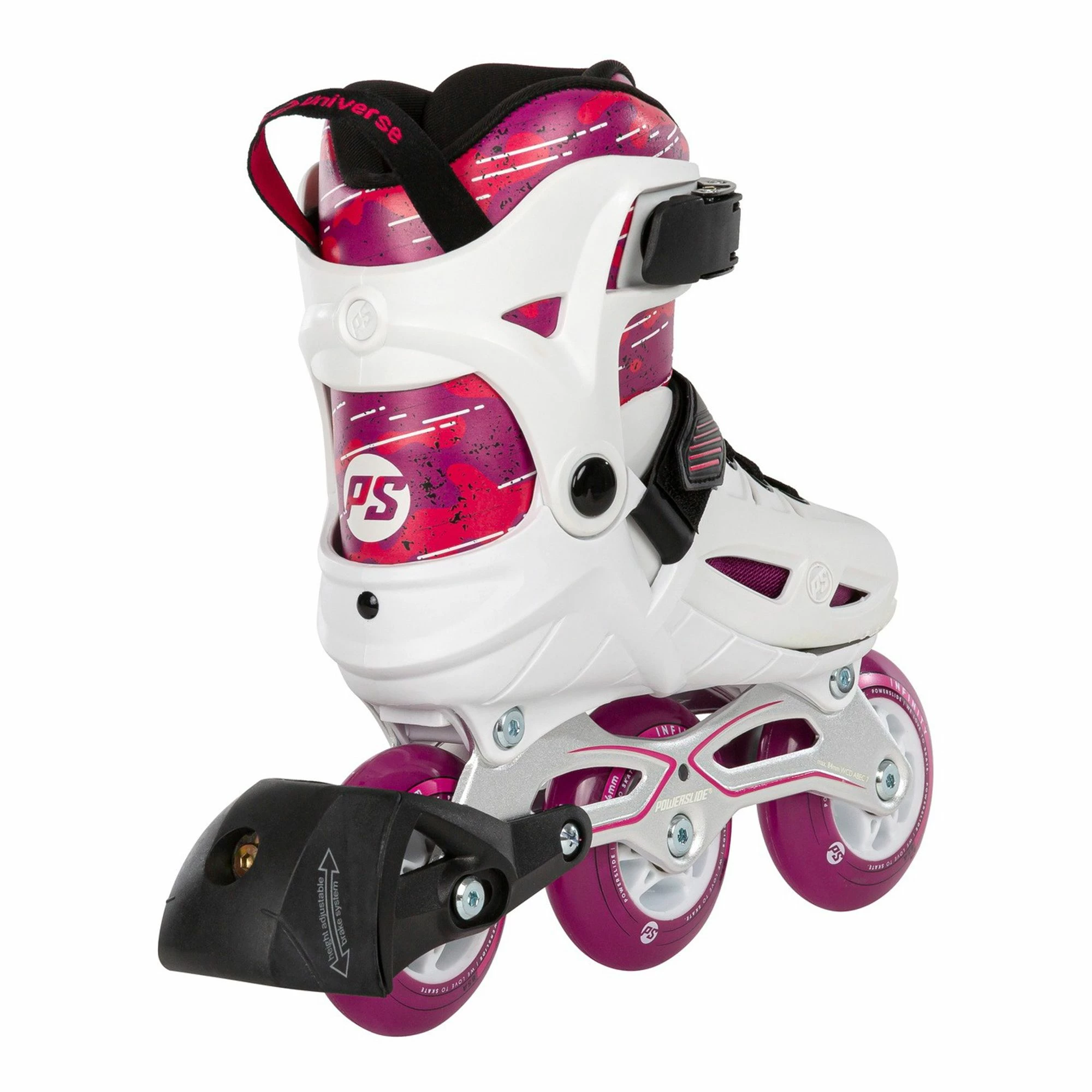 Powerslide Universe Inline Skates Kinder (verstellbar) Weiß - Rosa - Schwarz 5 Powerslide Universe Inline Skates Kinder (verstellbar) Weiß - Rosa - Schwarz – Bild 3