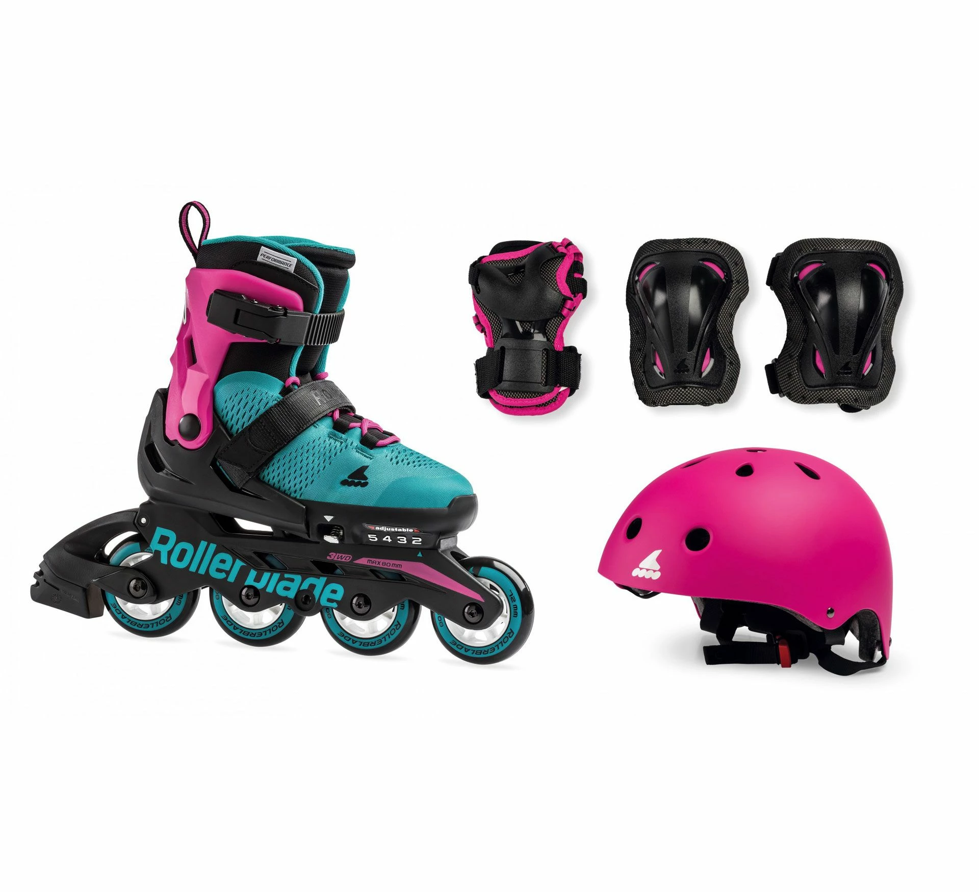 Rollerblade Cube G Set Kinder Schwarz - Rosa - Grün 3 Rollerblade Cube G Set Kinder Schwarz - Rosa - Grün