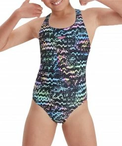 Speedo Allover Medalist Badeanzug Mädchen Schwarz - Blau - Rot - Grün