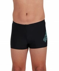 Speedo Boom Logo Placement Schwimmshort Jungen Schwarz - Hellblau