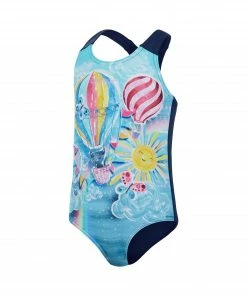 Speedo Digital Allover Racerback Badeanzug Mädchen Hellblau - Rosa - Gelb