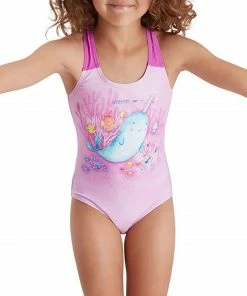 Speedo Digital Placement Racerback Badeanzug Mädchen Rosa