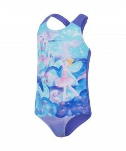 Speedo Digital Placement Racerback Badeanzug Mädchen Violett - Blau
