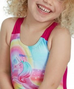 Speedo Digital Placement Racerback Badeanzug Mädchen Rosa - Hell Blau - Gelb -Adidas-Shop Speedo Digital Placement Racerback Badpak Meisjes 5 2209091638