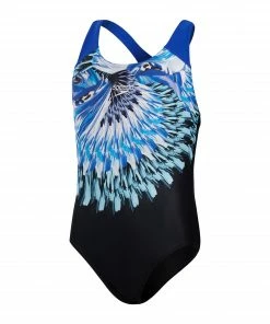 Speedo Digital Placement Splashback Badeanzug Mädchen Schwarz - Blau