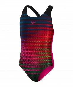 Adidas-Shop 14 Speedo Digital Placement Splashback Badeanzug Mädchen Rosa - Grün - Blau