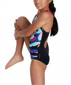 Speedo Digital Placement Splashback Badeanzug Mädchen Schwarz - Rosa - Blau -Adidas-Shop Speedo Digital Placement Splashback Badpak Meisjes 4 2209091638