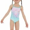 Speedo Digital Thinstrap Applique Badeanzug Mädchen Hellblau - Rosa