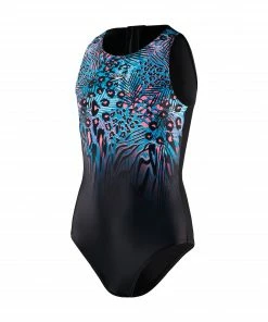 Speedo ECO Placement Hydrasuit Badeanzug Mädchen Blau - Schwarz - Rosa