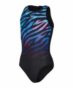 Speedo ECO Placement Hydrasuit Badeanzug Mädchen Schwarz - Blau - Rosa