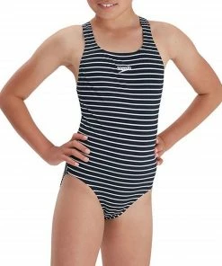 Speedo Essential Medalist Badeanzug Mädchen Marine - Weiß