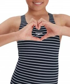 Speedo Essential Medalist Badeanzug Mädchen Marine - Weiß -Adidas-Shop Speedo Essential Medalist Badpak Meisjes 4 2201271632