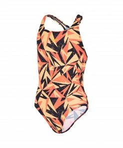 Speedo Hyper Boom Allover Medalist Badeanzug Mädchen Schwarz - Orange
