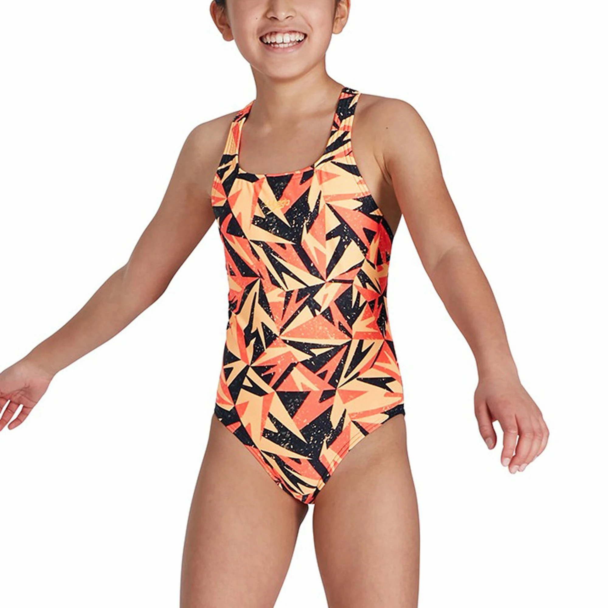 Speedo Hyper Boom Allover Medalist Badeanzug Mädchen Schwarz - Orange 4 Speedo Hyper Boom Allover Medalist Badeanzug Mädchen Schwarz - Orange – Bild 2