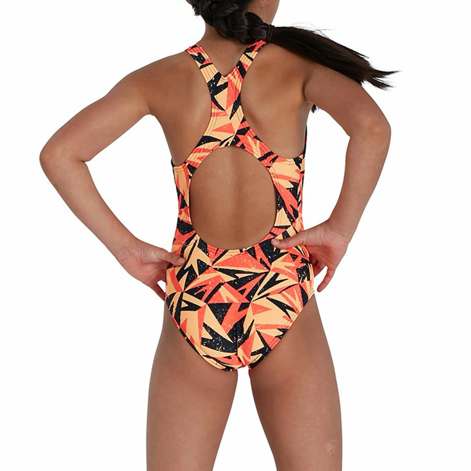 Speedo Hyper Boom Allover Medalist Badeanzug Mädchen Schwarz - Orange 5 Speedo Hyper Boom Allover Medalist Badeanzug Mädchen Schwarz - Orange – Bild 3