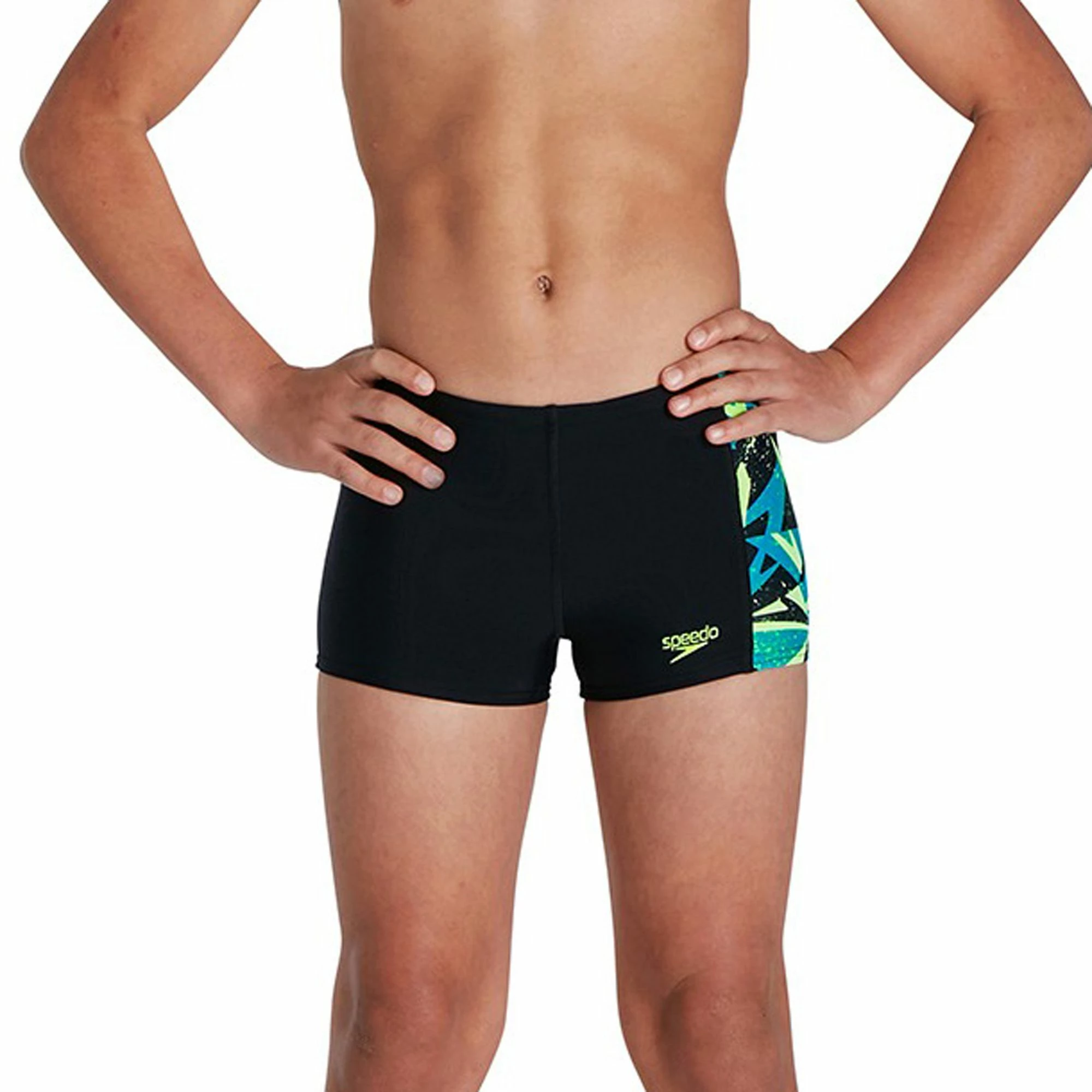 Speedo Hyperboom Panel Schwimmshort Jungen Schwarz - Blau - Gelb 4 Speedo Hyperboom Panel Schwimmshort Jungen Schwarz - Blau - Gelb – Bild 2