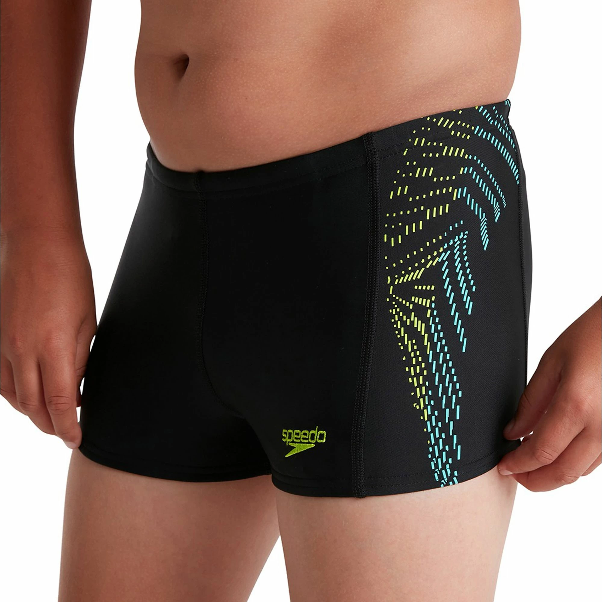 Speedo Plastisol Placement Schwimmshort Jungen Schwarz - Grün - Blau 3 Speedo Plastisol Placement Schwimmshort Jungen Schwarz - Grün - Blau