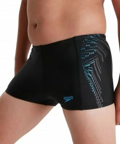 Speedo Plastisol Placement Schwimmshort Jungen Schwarz - Blau
