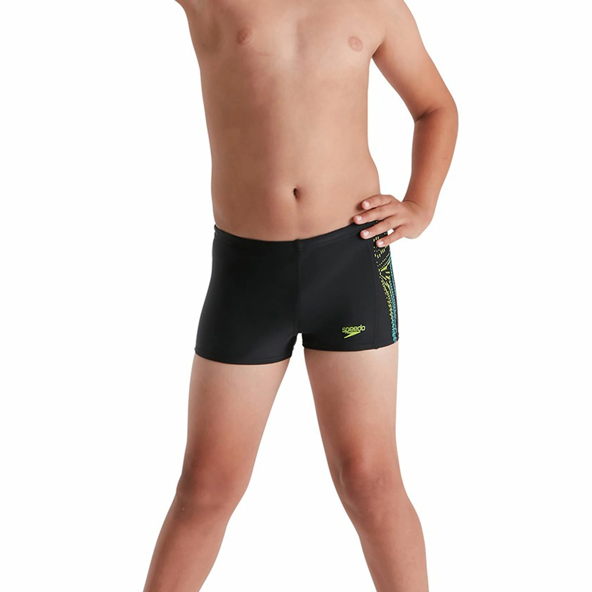 Speedo Plastisol Placement Schwimmshort Jungen Schwarz - Grün - Blau 4 Speedo Plastisol Placement Schwimmshort Jungen Schwarz - Grün - Blau – Bild 2