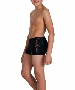 Speedo Plastisol Placement Schwimmshort Jungen Schwarz - Orange - Blau -Adidas-Shop Speedo Plastisol Placement Zwemboxer Jongens 4 2209141346