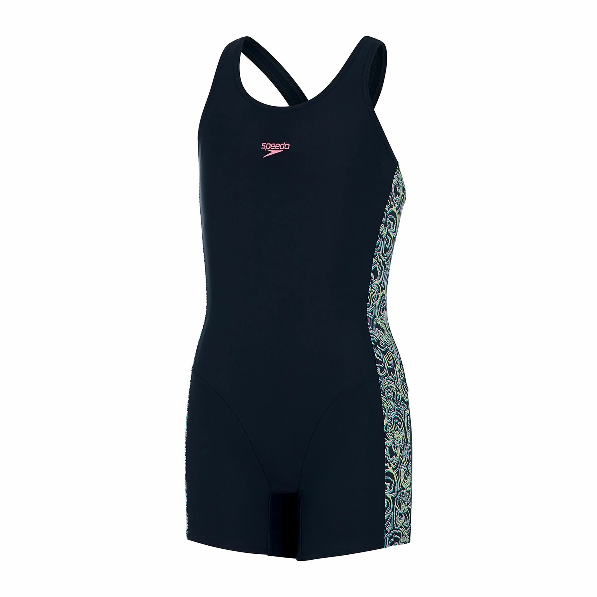 Speedo Printed Leaderback Legsuit Badeanzug Mädchen Marine - Rosa - Weiß 3 Speedo Printed Leaderback Legsuit Badeanzug Mädchen Marine - Rosa - Weiß