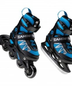 Zandstra 2-in-1 Schlittschuhe/Skate Combo Junior (verstellbar) Blau - Schwarz - Silber