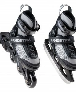 Zandstra 2-in-1 Schlittschuhe/Skate Combo Junior (verstellbar) Grau - Schwarz - Silber